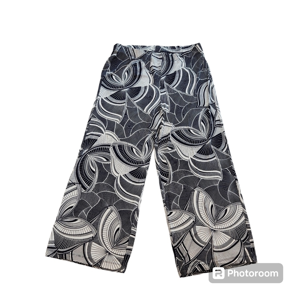 Chico's Travelers Abstract Design Pull On Wide Leg Pants